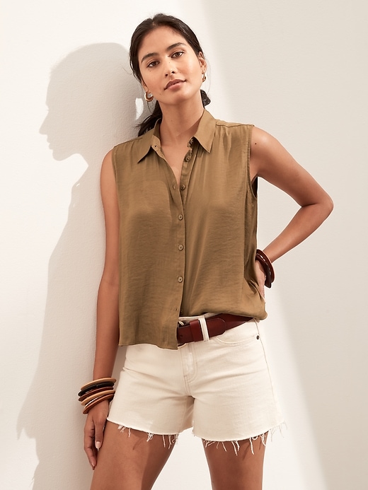 Sleeveless ButtonDown Shirt Banana Republic