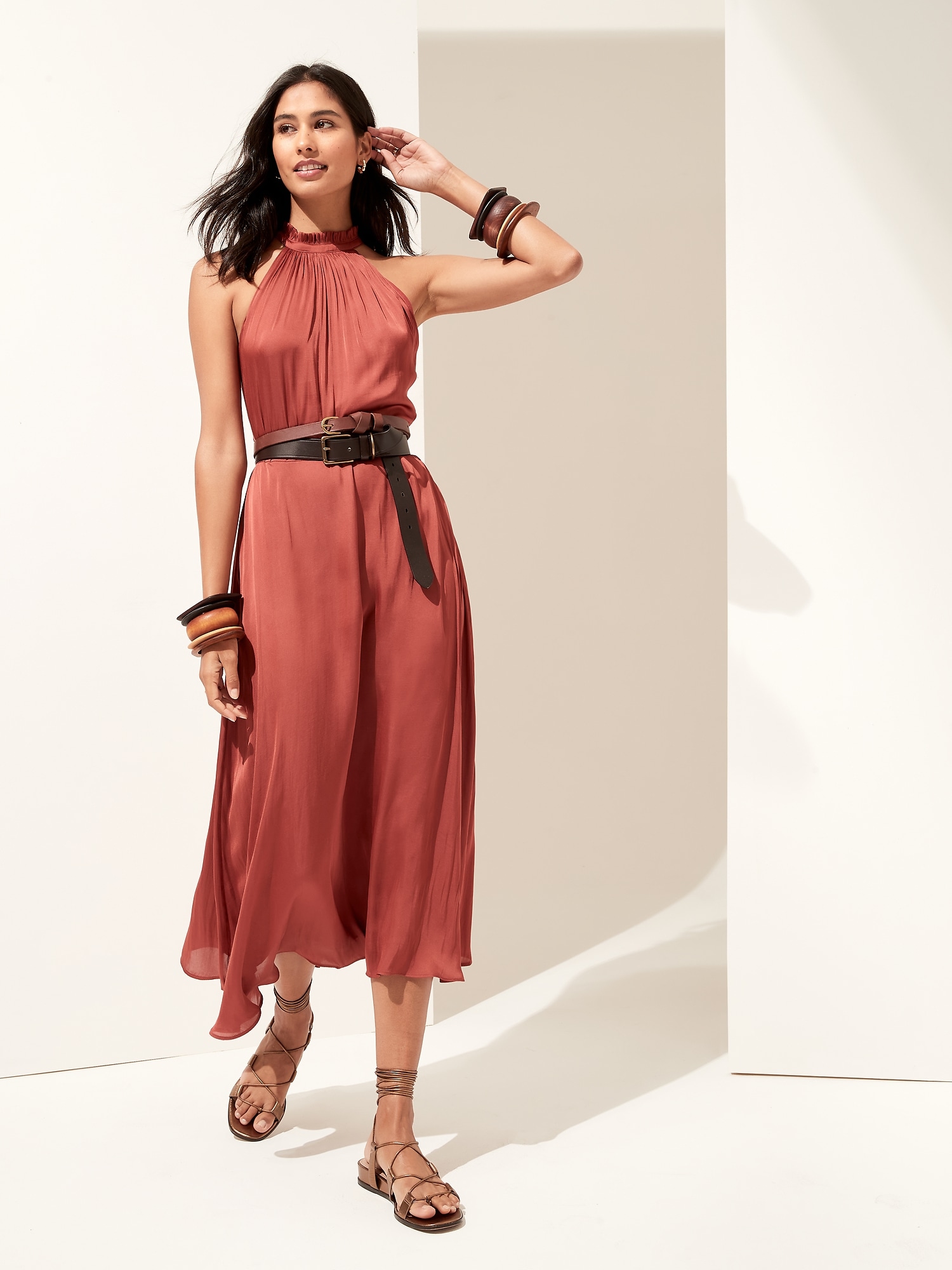 Petite Soft Satin Midi Dress