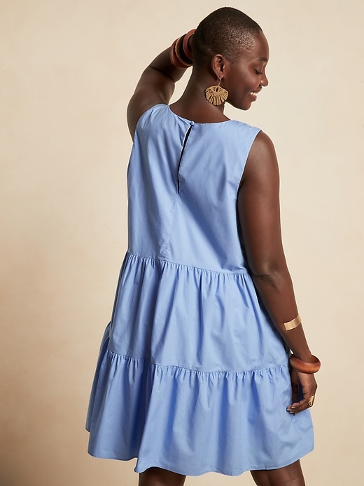 Poplin Tiered Mini Dress | Banana Republic