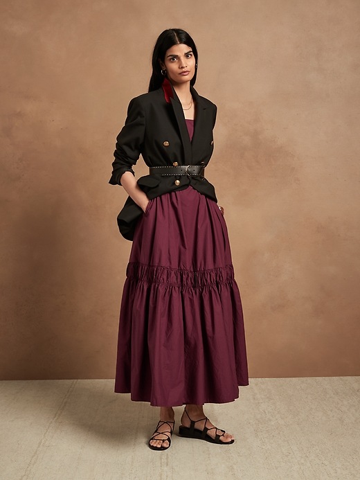 poplin backless maxi dress