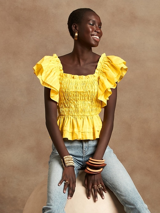 smocked ruffle top