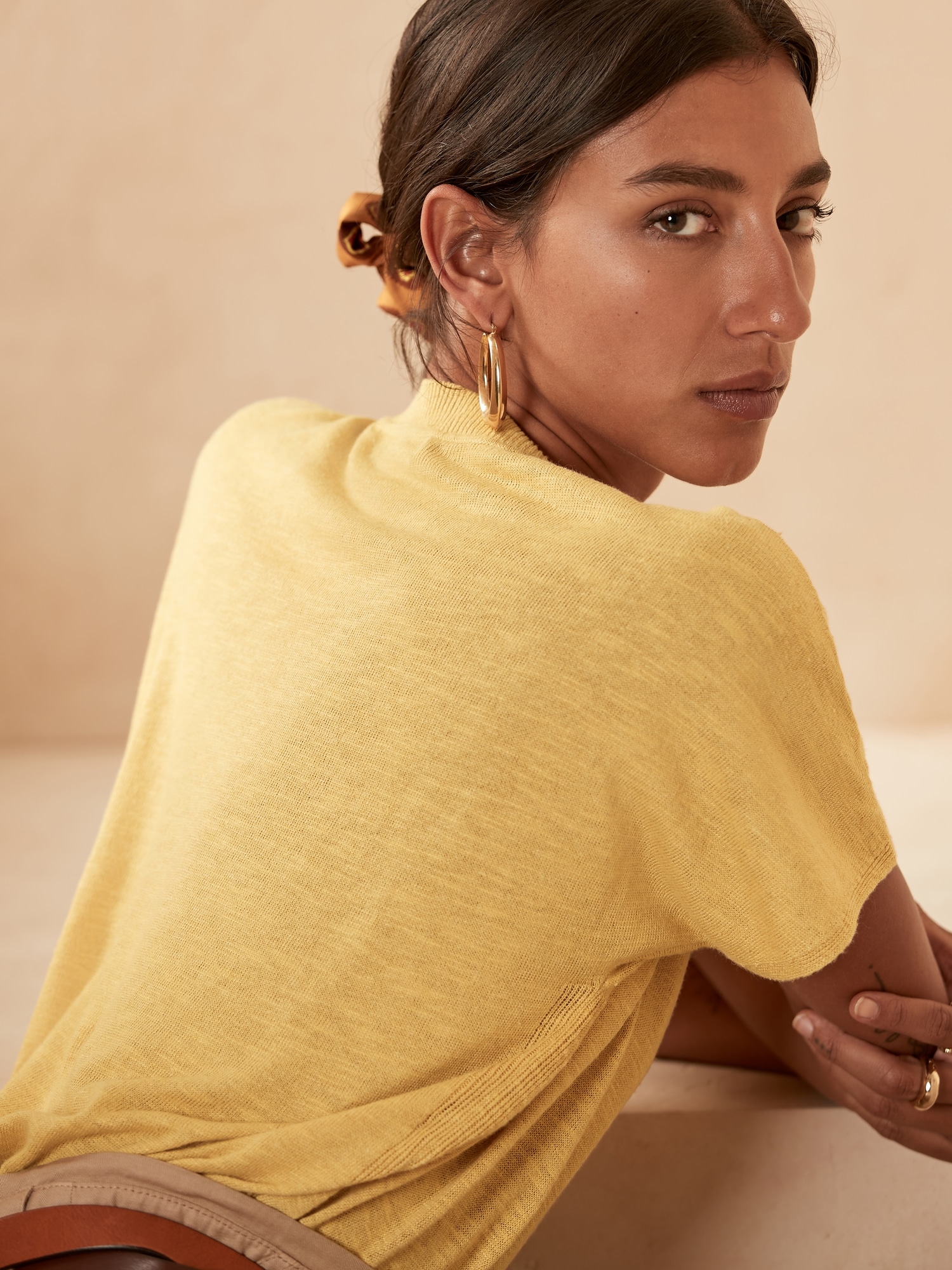 LinenBlend ShortSleeve Sweater Banana Republic