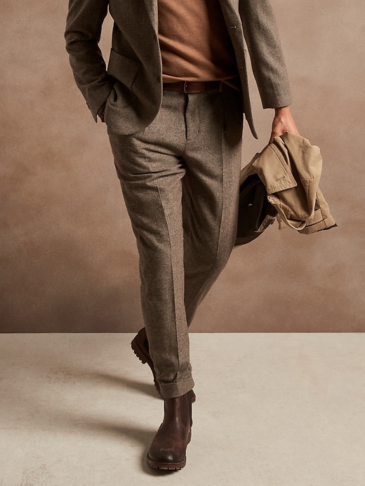 Image number 1 showing, Relaxed Tapered Herringbone Suit Pant