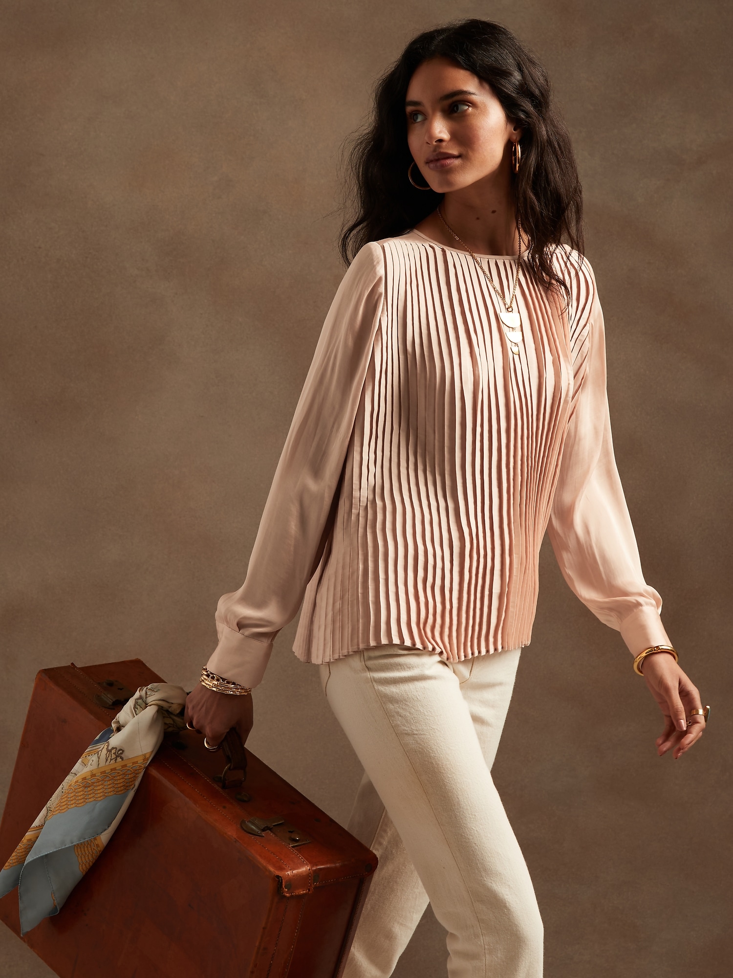 Pleated Satin Blouse