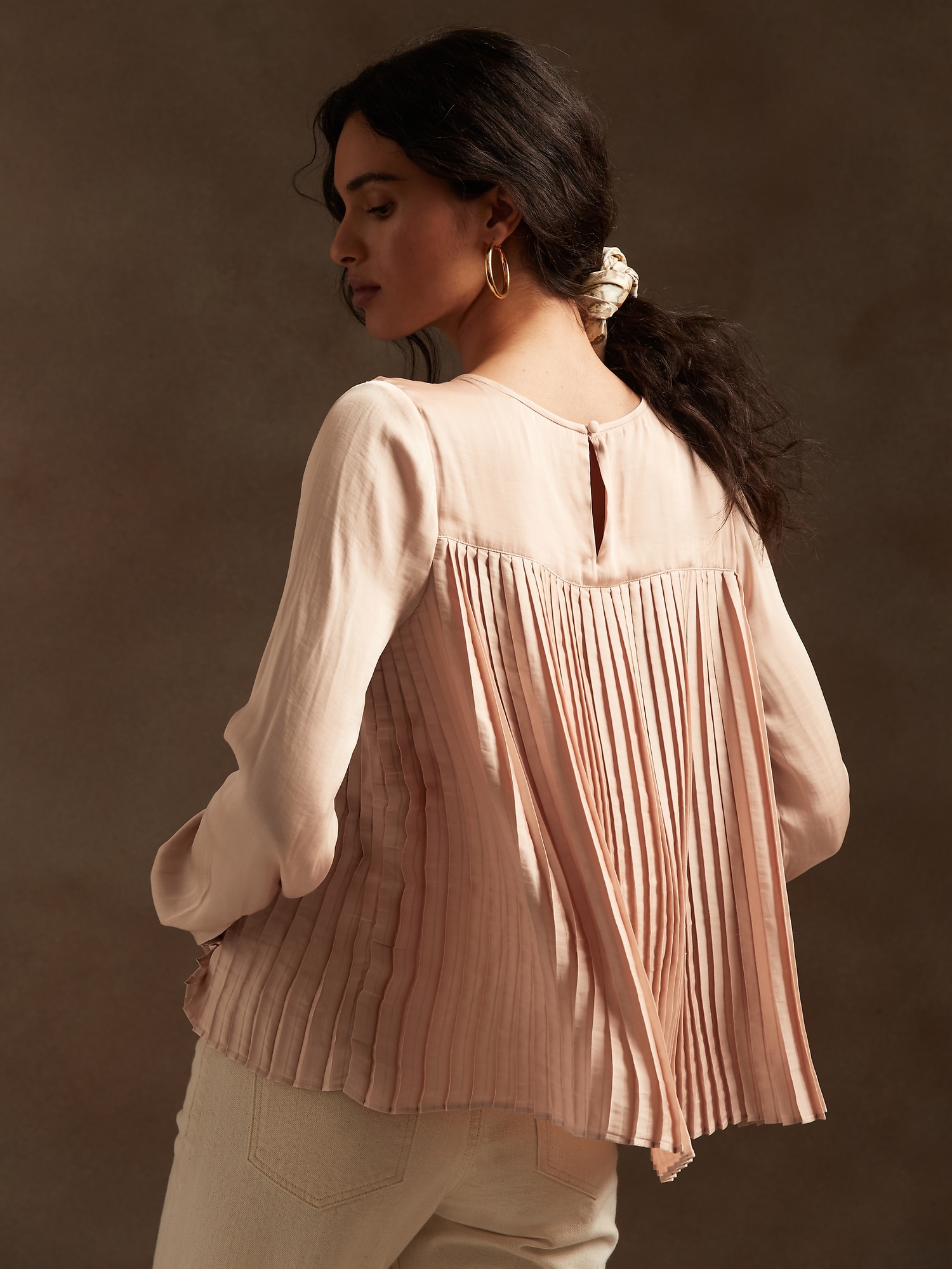 Pleated Satin Blouse