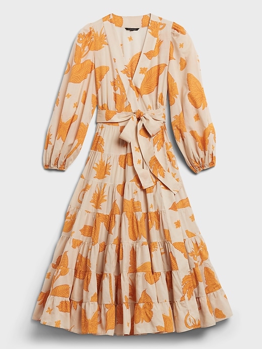 BANANA REPUBLIC $110 NEW 15012 Ruffle Sleeve Wrap Womens Dress L 