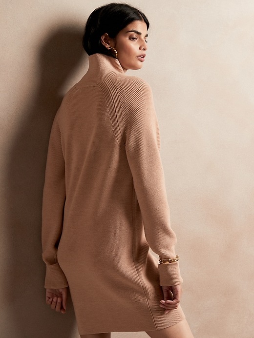 Image number 2 showing, Turtleneck Sweater Dress in Responsible Wool