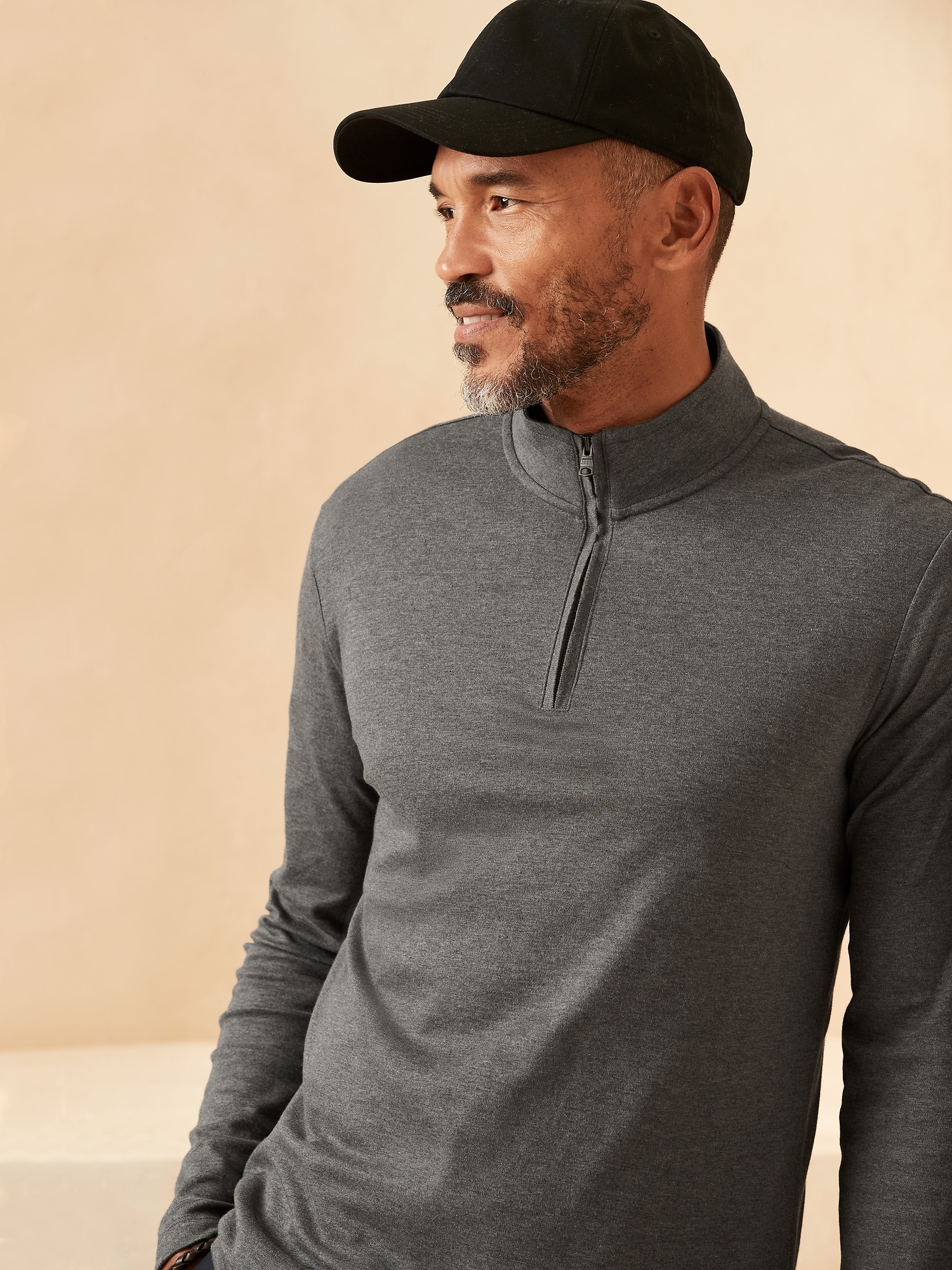 Luxury-Touch Performance Half-Zip T-Shirt | Banana Republic