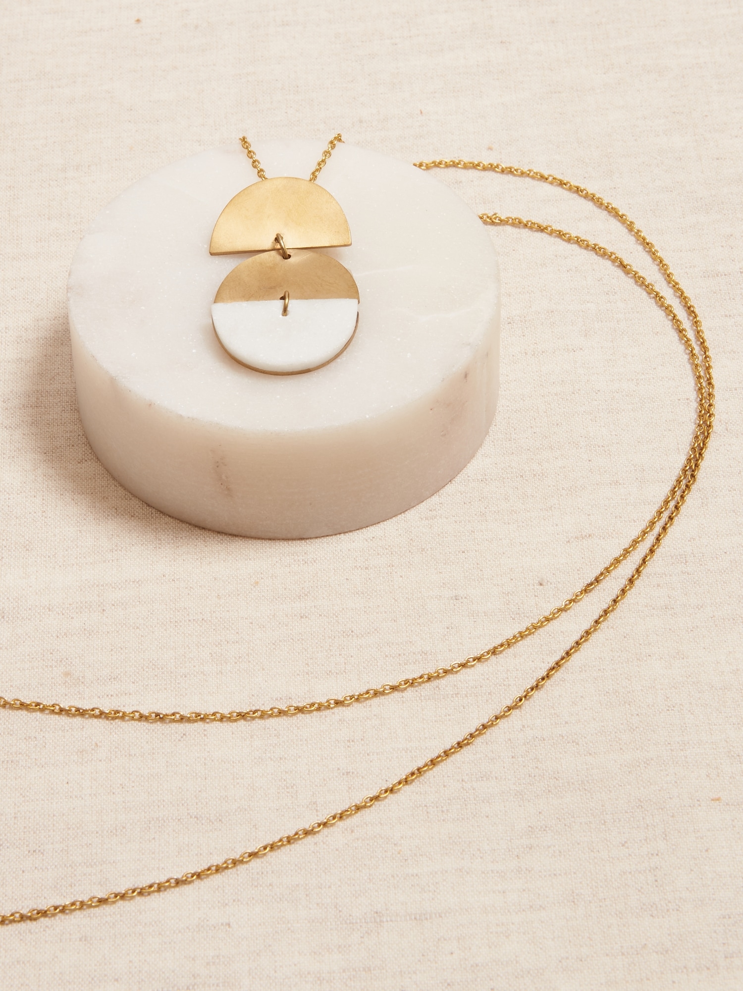 Aureus + Argent | Marble Half Circle Pendant Necklace