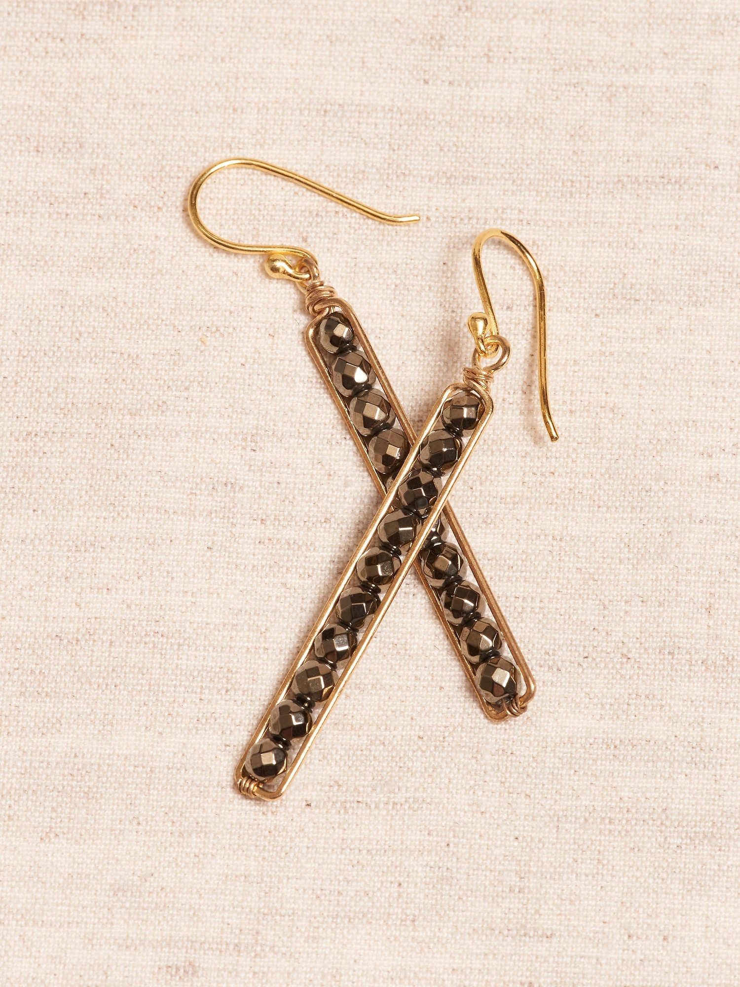 Aureus + Argent | Delicate Peapod Drop Linear Earrings
