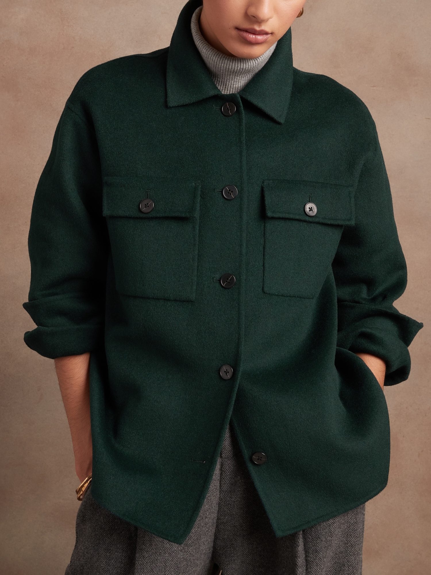 Green shirt outlet jacket