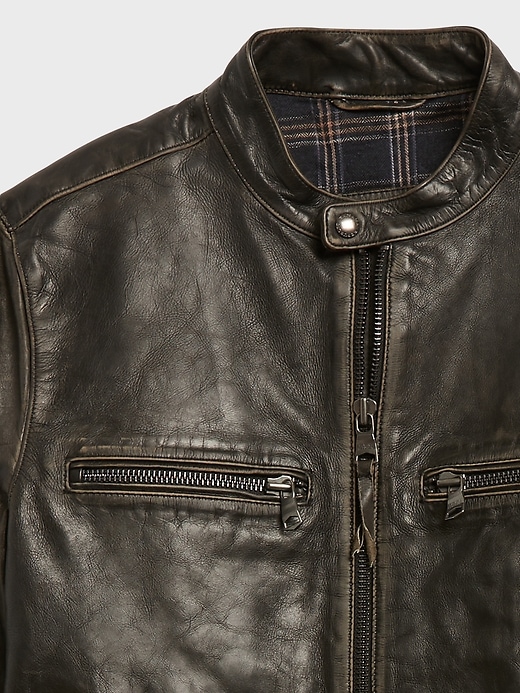 Image number 5 showing, Leather Biker Jacket