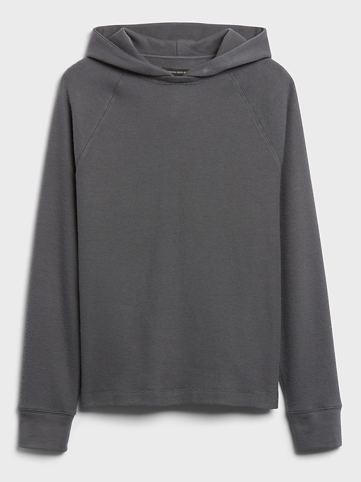 Image number 7 showing, Brushed Waffle-Knit Hoodie