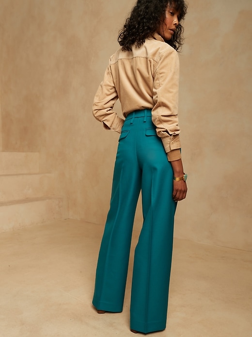 LIDNMSUMMER WOOL WIDE SLACKS　L fbaa9dc301e2b922b11fa75fed5267