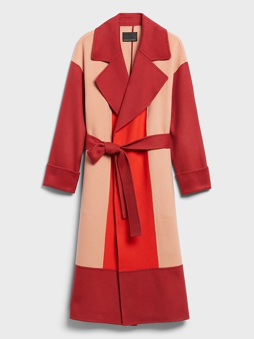 Image number 4 showing, BR x HARBISON &#124 Italian Wool & Cashmere Color-Block Robe Coat