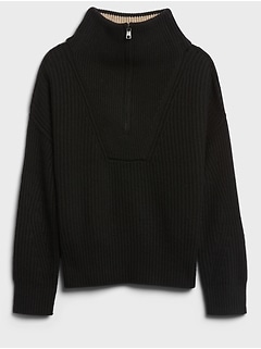 トップス BANANA REPUBLIC Half Zip Wool Sweater XL Oversized Half-Zip Sweater | Banana Republic
