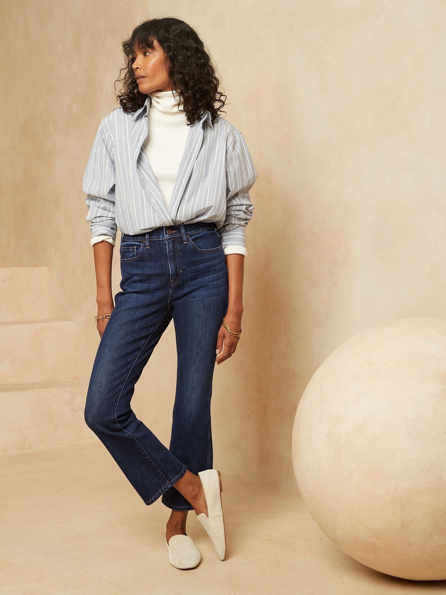 Petite High Rise Flare Soft Sculpt Jean Banana Republic