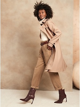 petite suede trench coat