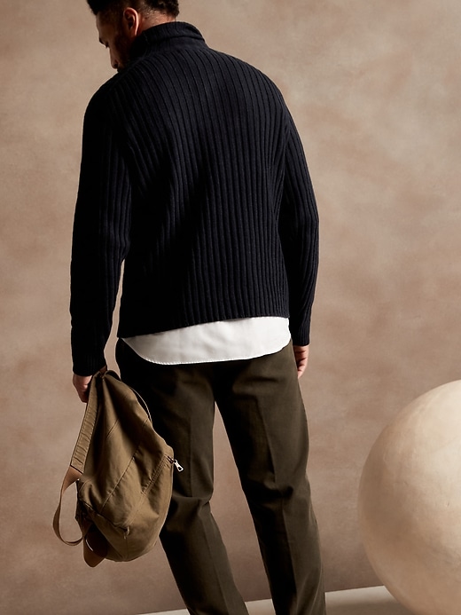 Image number 2 showing, Italian Wool-Blend Ribbed Turtleneck Sweater