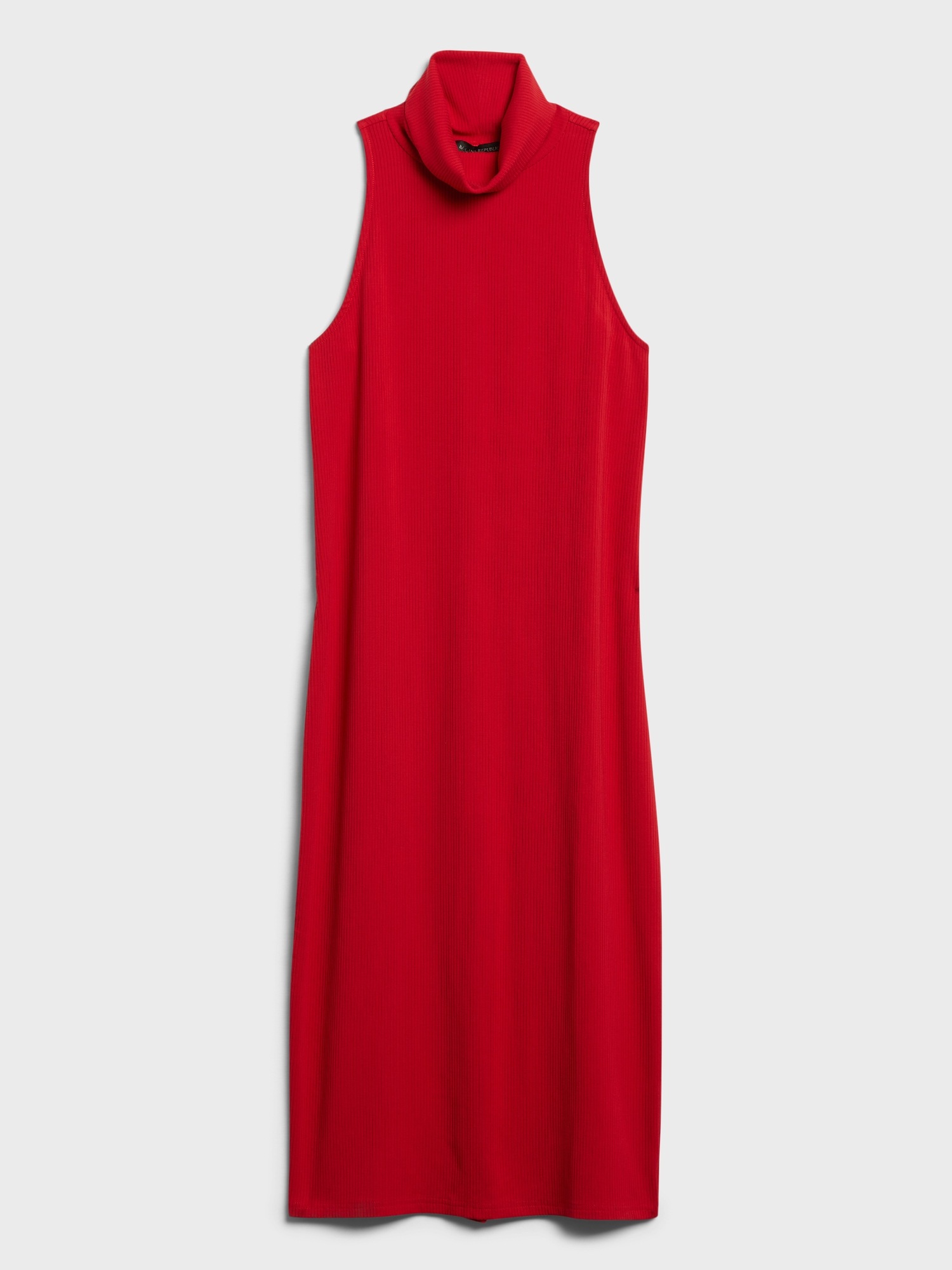 red mock neck dress
