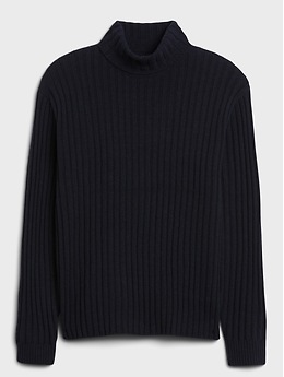 Italian Wool-Blend Ribbed Turtleneck Sweater | Banana Republic