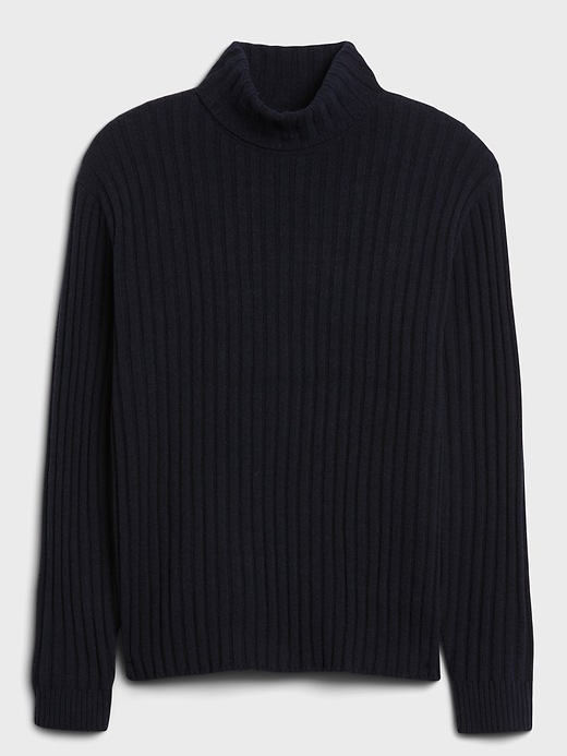 Image number 4 showing, Italian Wool-Blend Ribbed Turtleneck Sweater
