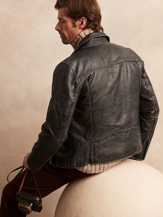 Image number 3 showing, Leather Moto Jacket