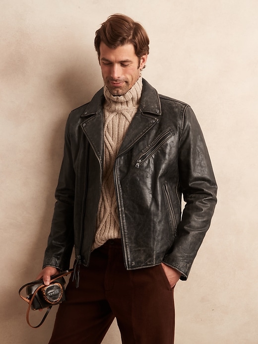 Image number 2 showing, Leather Moto Jacket