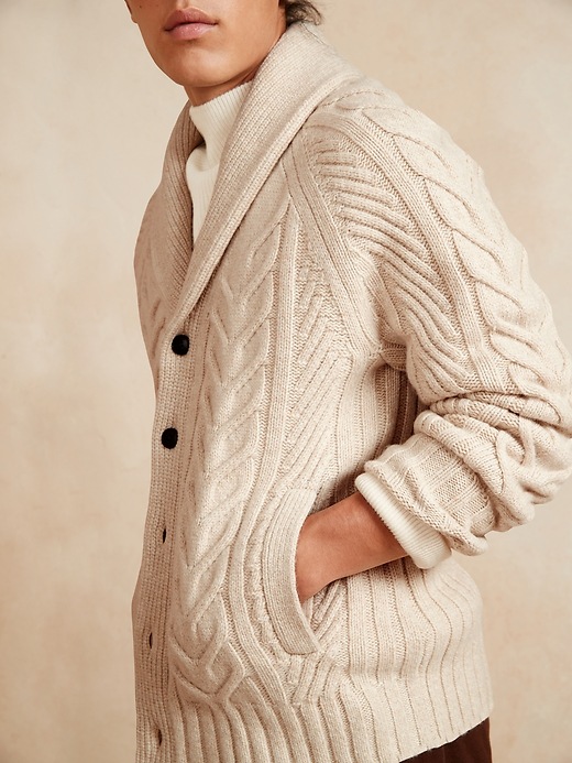Image number 3 showing, Shawl-Collar Cardigan Sweater
