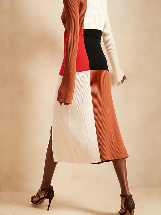 BR x HARBISON &#124 Color-Block Sweater Skirt with Slit