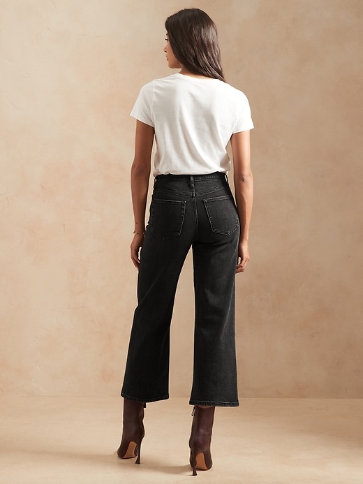 Image number 3 showing, High-Rise Slim Wide-Leg Cropped Jean