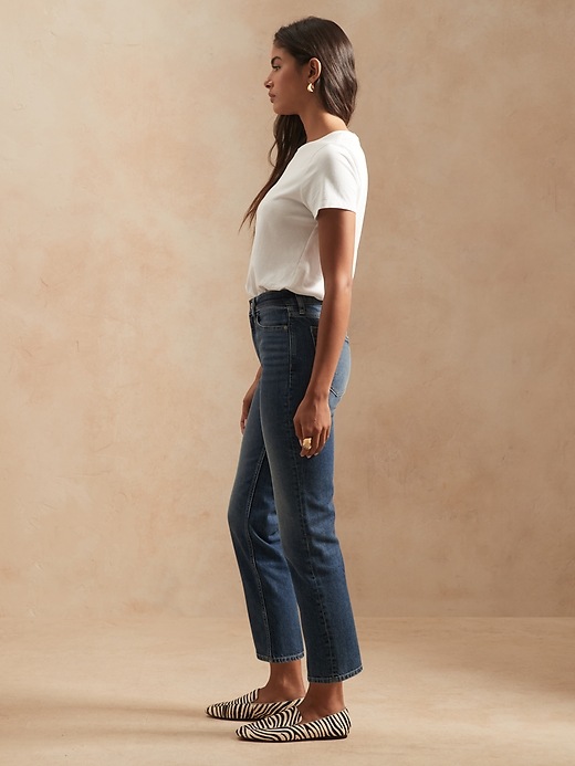 Image number 4 showing, High-Rise Straight Organic Cotton Ankle Jean