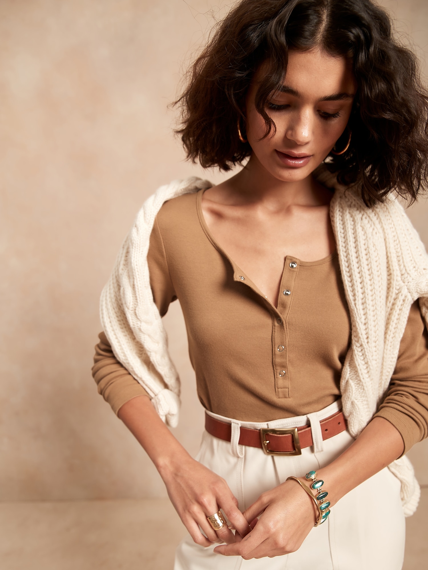 Ribbed Henley TShirt Banana Republic