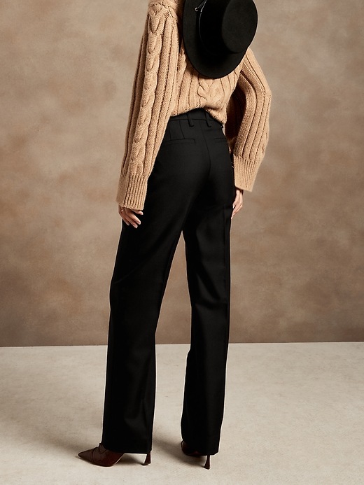 Image number 8 showing, High-Rise Straight Italian Wool Pant