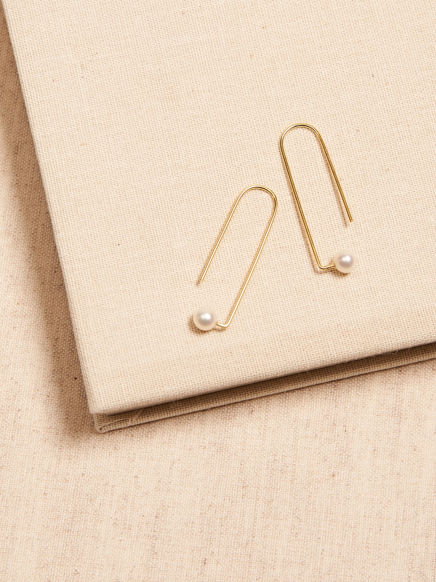 Aureus + Argent | Delicate Pearl Curved Wire Earrings