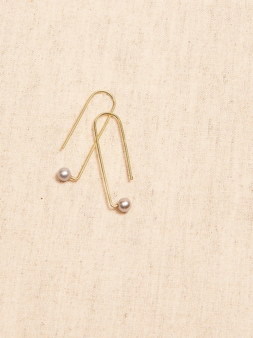 Aureus + Argent &#124 Delicate Pearl Curved Wire Earrings