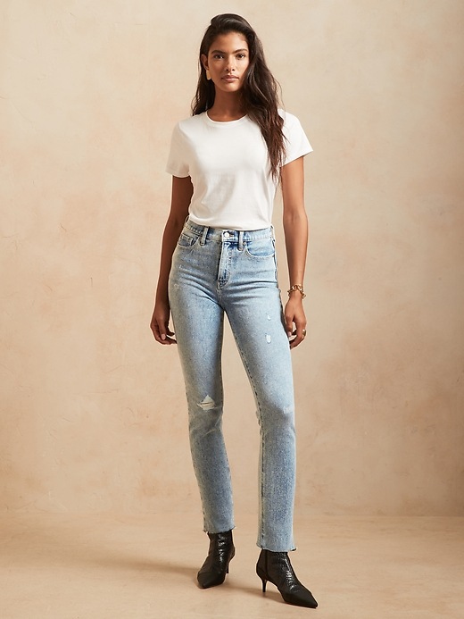 Image number 2 showing, High-Rise Slim Jean with Fray Hem