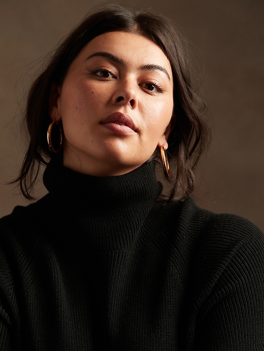 banana republic black turtleneck dress BANANA REPUBLIC $149 BLACK TURTLENECK BUTTON SIDE SWEATER DRESS Small S