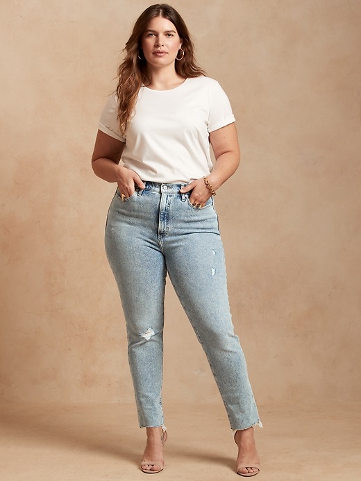 Image number 5 showing, High-Rise Slim Jean with Fray Hem