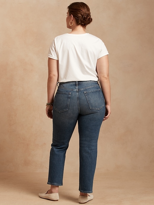 Image number 6 showing, High-Rise Straight Organic Cotton Ankle Jean