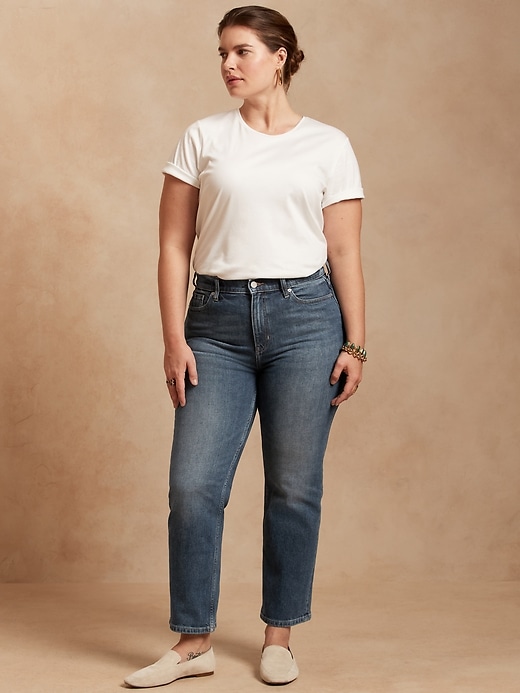 Image number 5 showing, High-Rise Straight Organic Cotton Ankle Jean