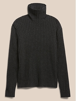 Italian Wool-Blend Ribbed Turtleneck Sweater | Banana Republic