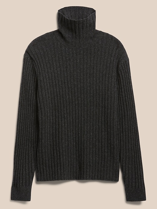 Image number 4 showing, Italian Wool-Blend Ribbed Turtleneck Sweater