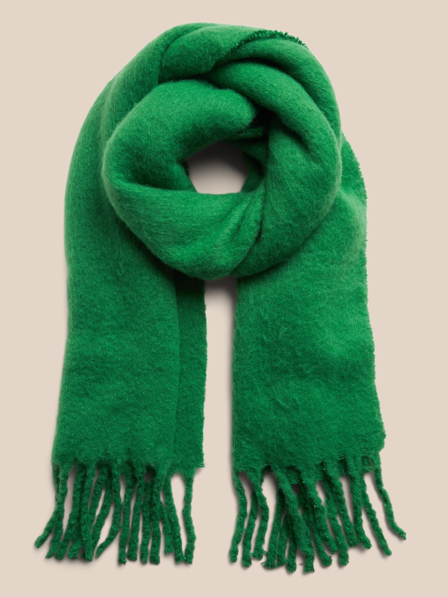 Green fuzzy scarf