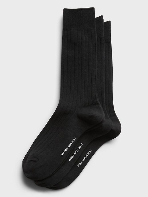 Black Ribbed Sock 3-Pack