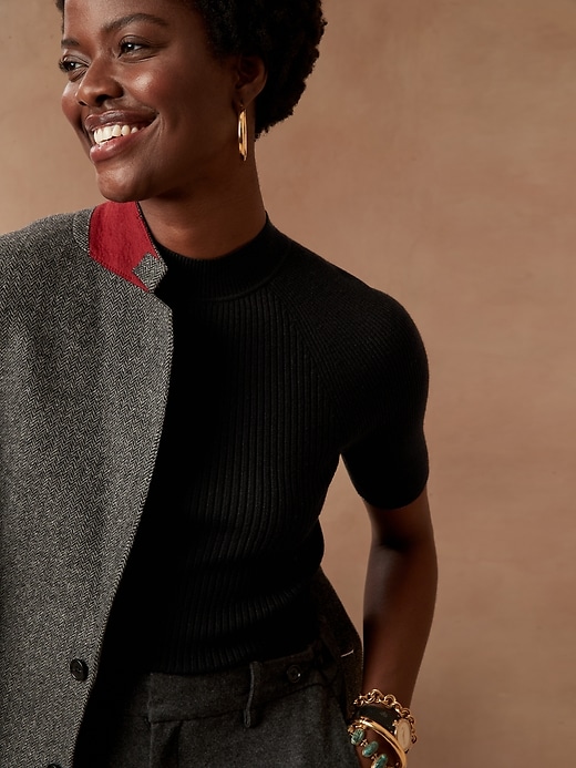 Ribbed Mock-Neck Sweater | Banana Republic