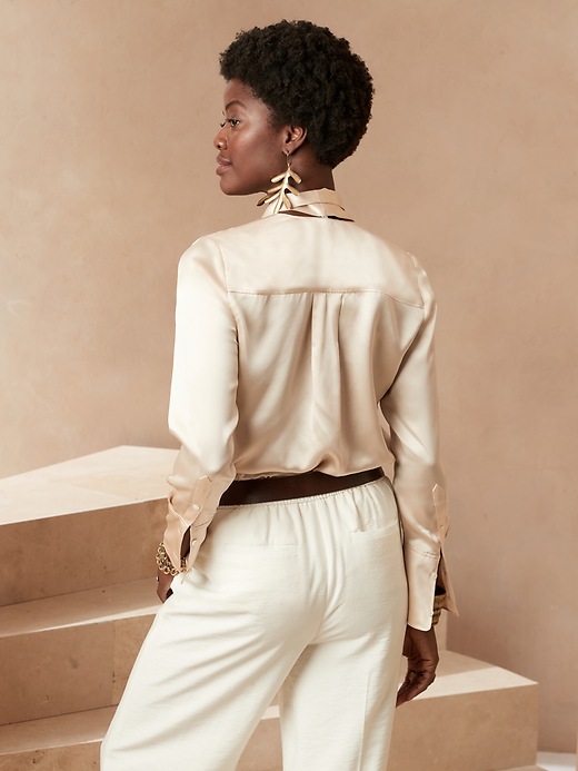 Image number 5 showing, Silk Blouse with Removable Tie