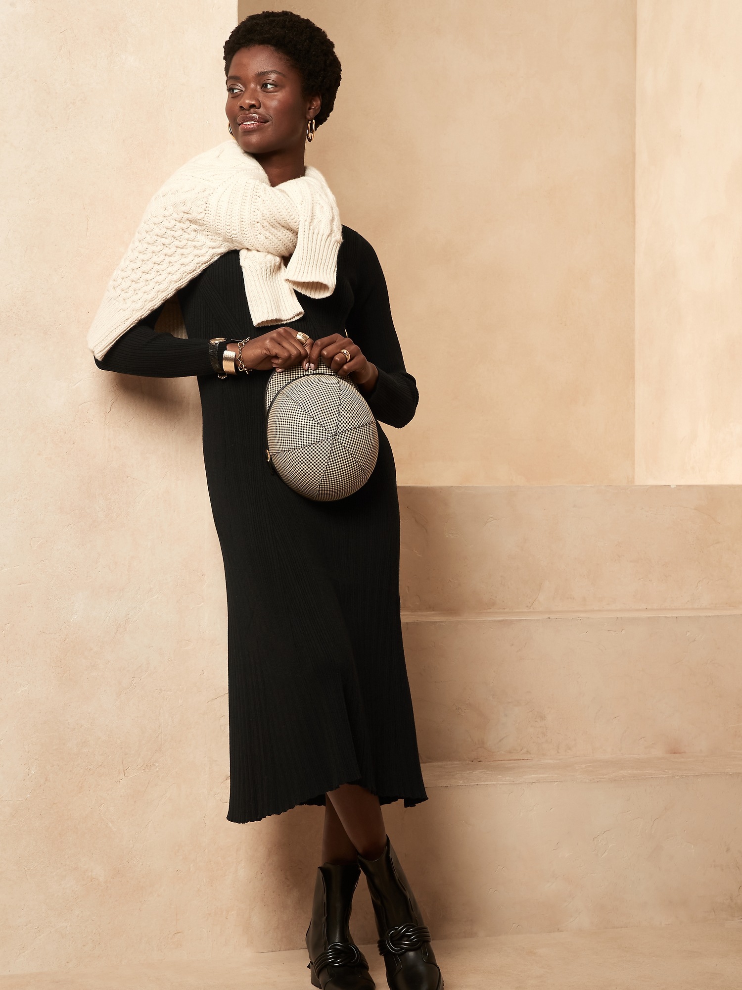 Alba Ribbed Maxi Sweater Dress in Banana