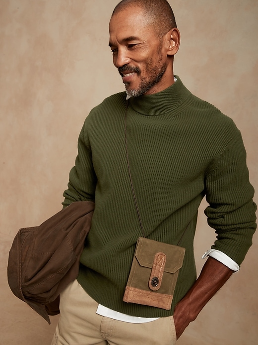 Image number 1 showing, Organic Cotton Mock-Neck Sweater