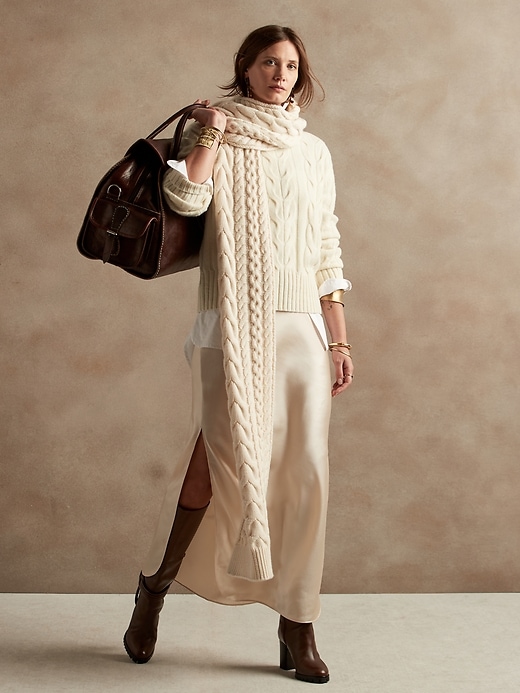 Image number 1 showing, Italian Merino Cable-Knit Sweater